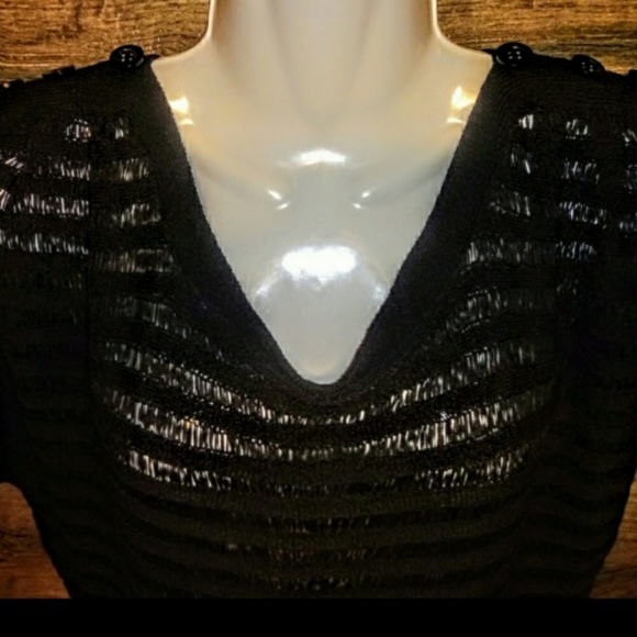 Bebe Black Knit Top Ribbed Dolman Size Medium NWT - Picture 5 of 10